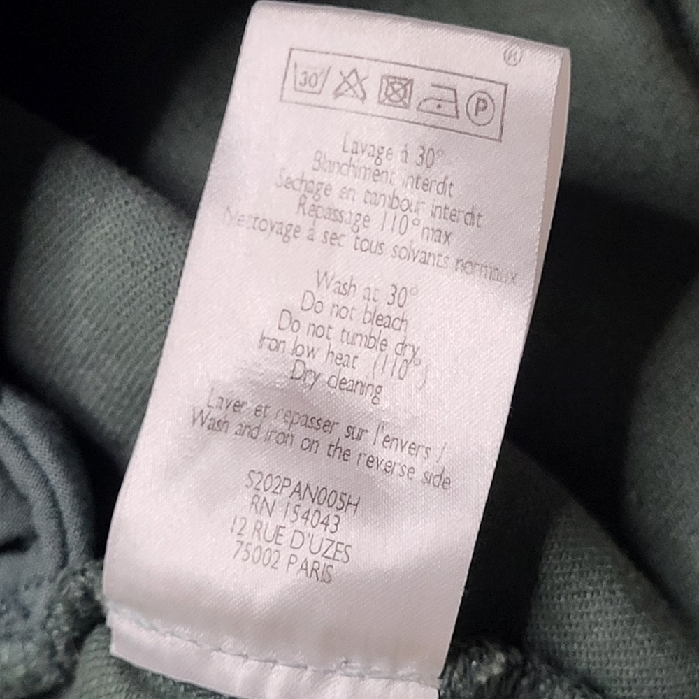 Sézane Paris Austin Cargo Green Paperbag Cut High Waisted Pant EU 44 / US 12 - Picture 16 of 16